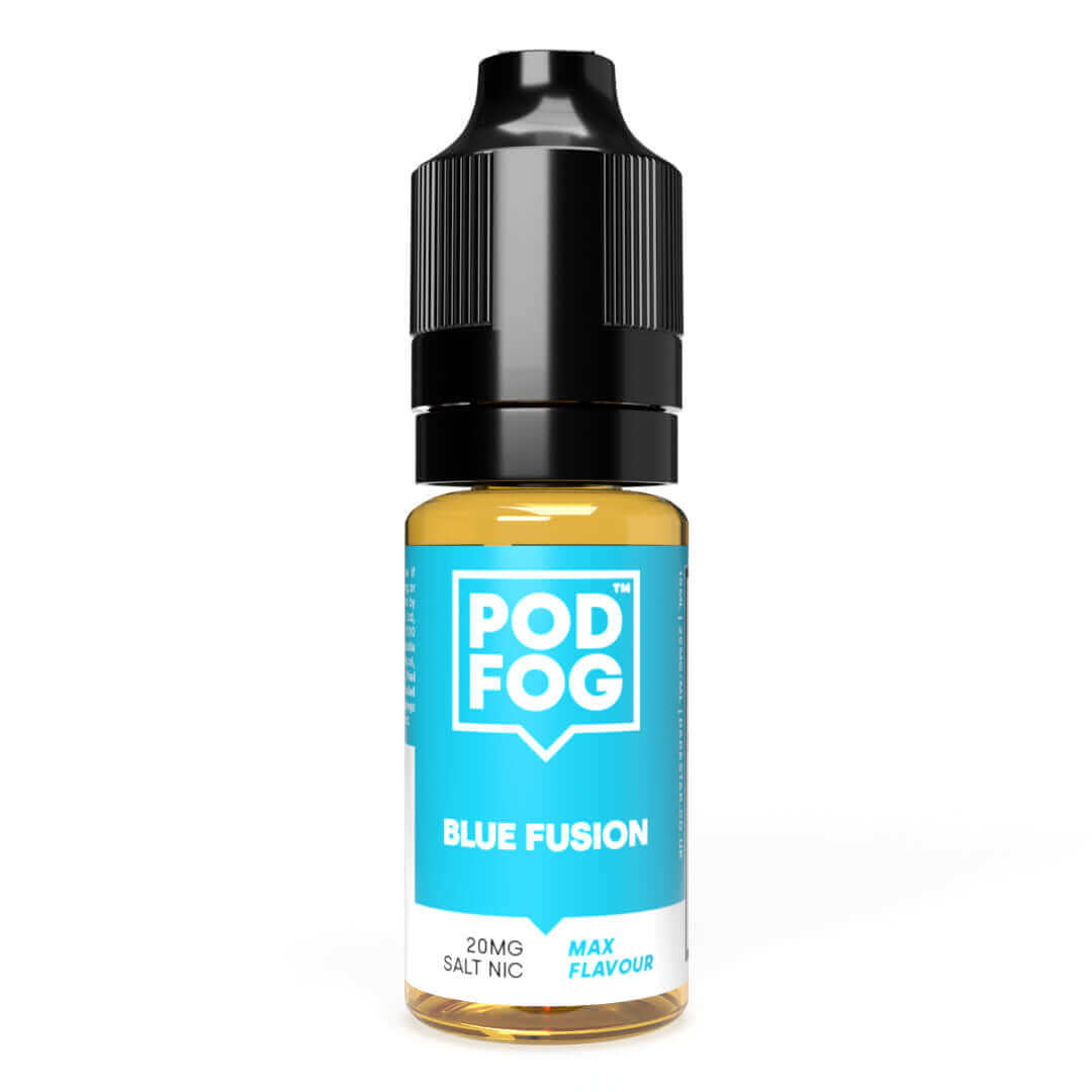 POD FOG Blue Fusion Nic Salt E Liquid 10ml bottle, 20mg max flavour for pod vapes.