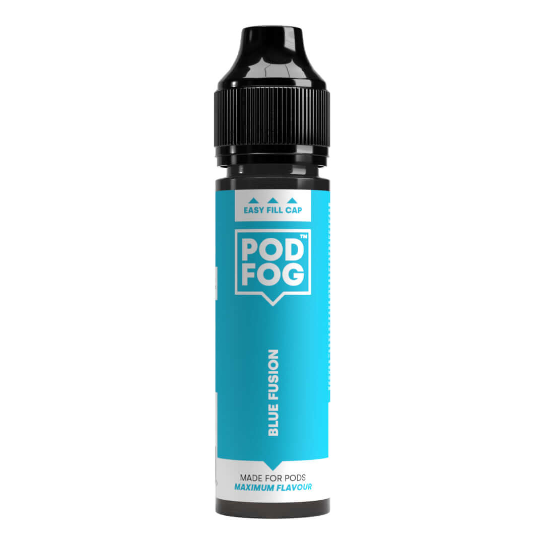 POD FOG Blue Fusion 60ml Long Fill, ideal for pod devices, features easy fill cap and maximum flavor for vape enthusiasts.