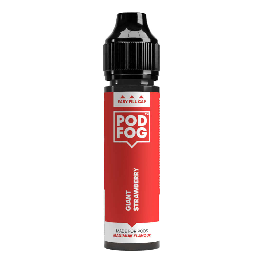 POD FOG Giant Strawberry 60ml Long Fill E-Liquid Bottle with Easy Fill Cap for Pod Devices, Maximum Flavour Mix.