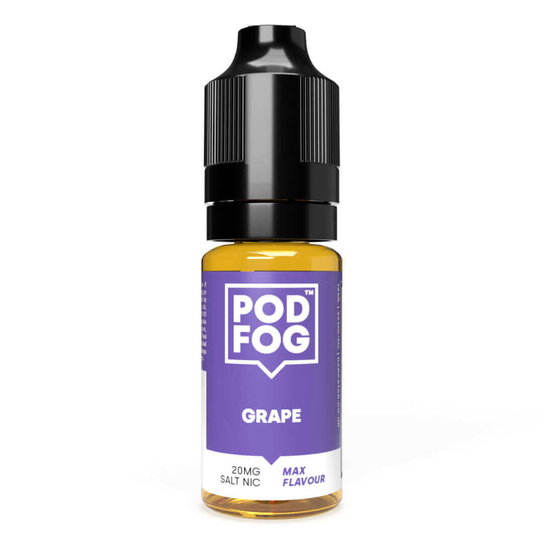 POD FOG Grape Nic Salt E Liquid 10ml bottle, 20mg salt nic, max flavour, premium vaping experience, ideal for pods.