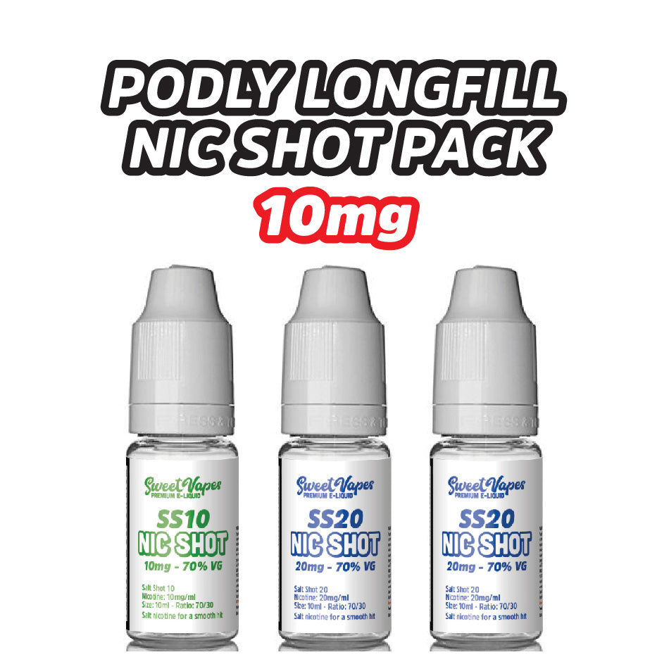 PODLY Longfill Nic Shot Packs