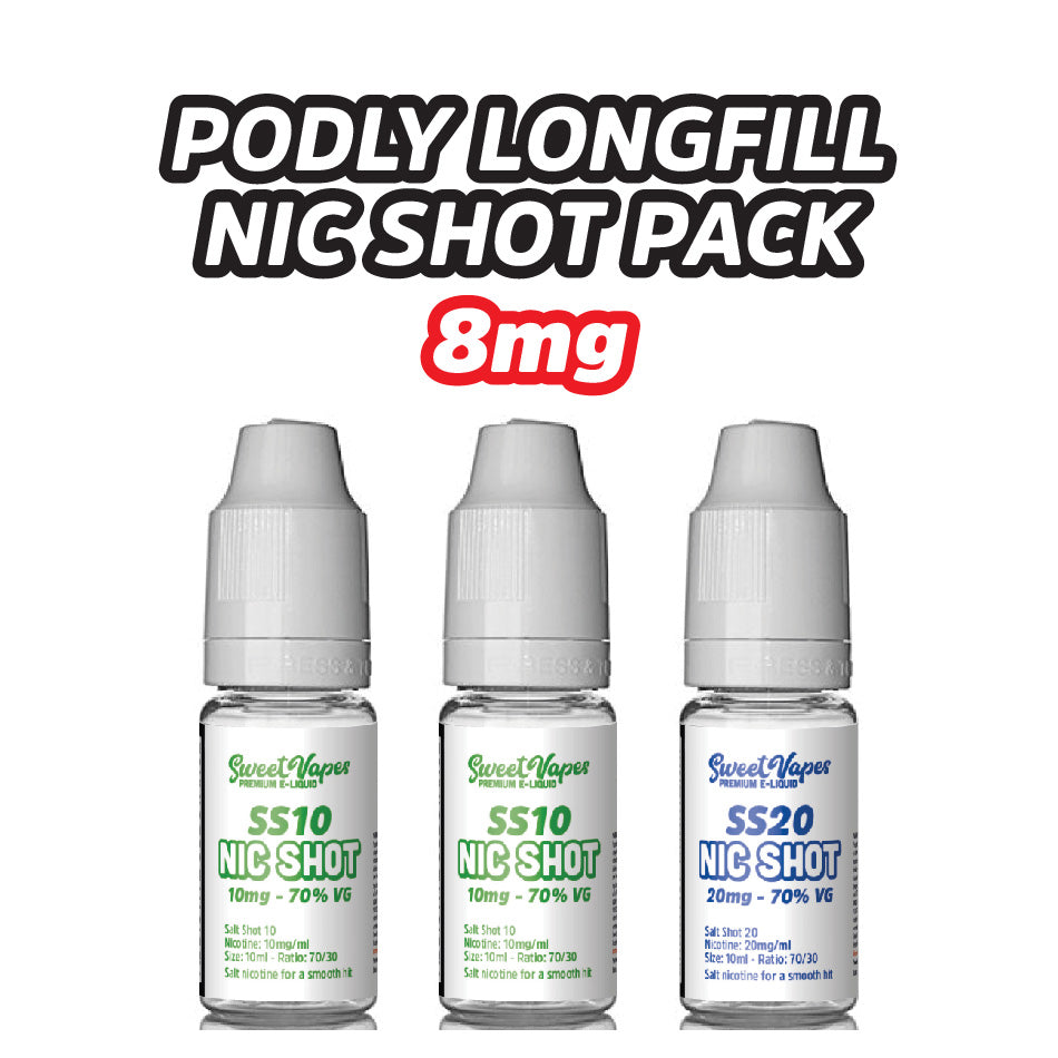 PODLY Longfill Nic Shot Packs